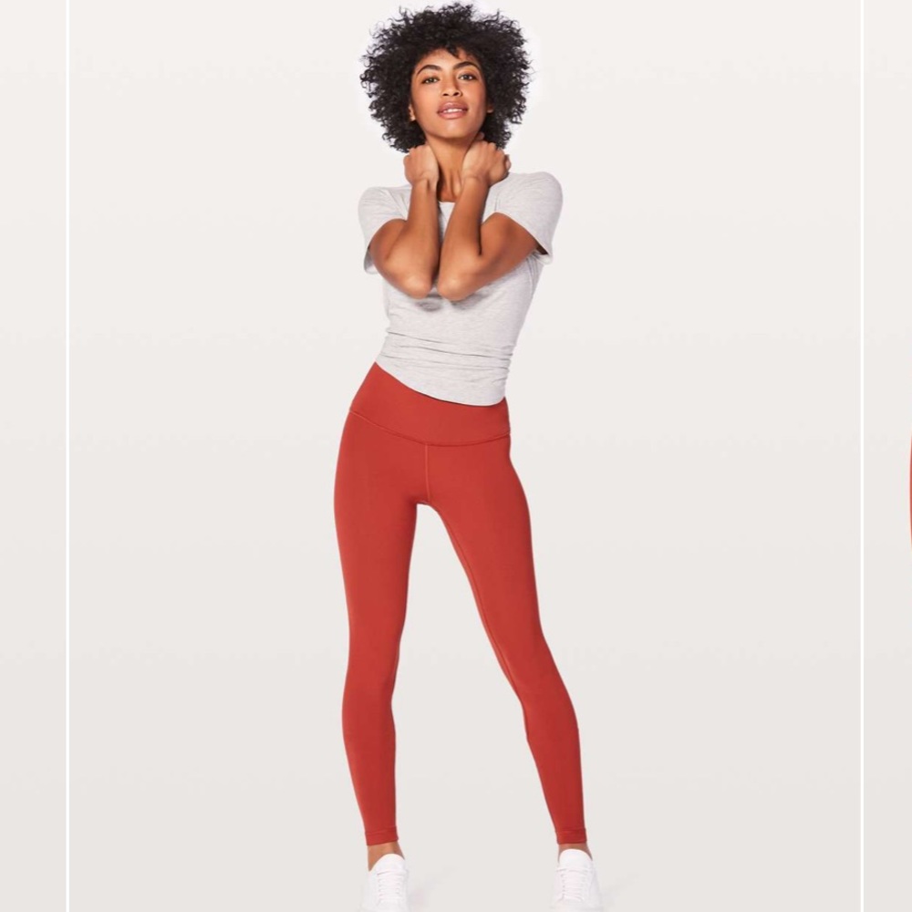 Orange lululemon wunder under leggings